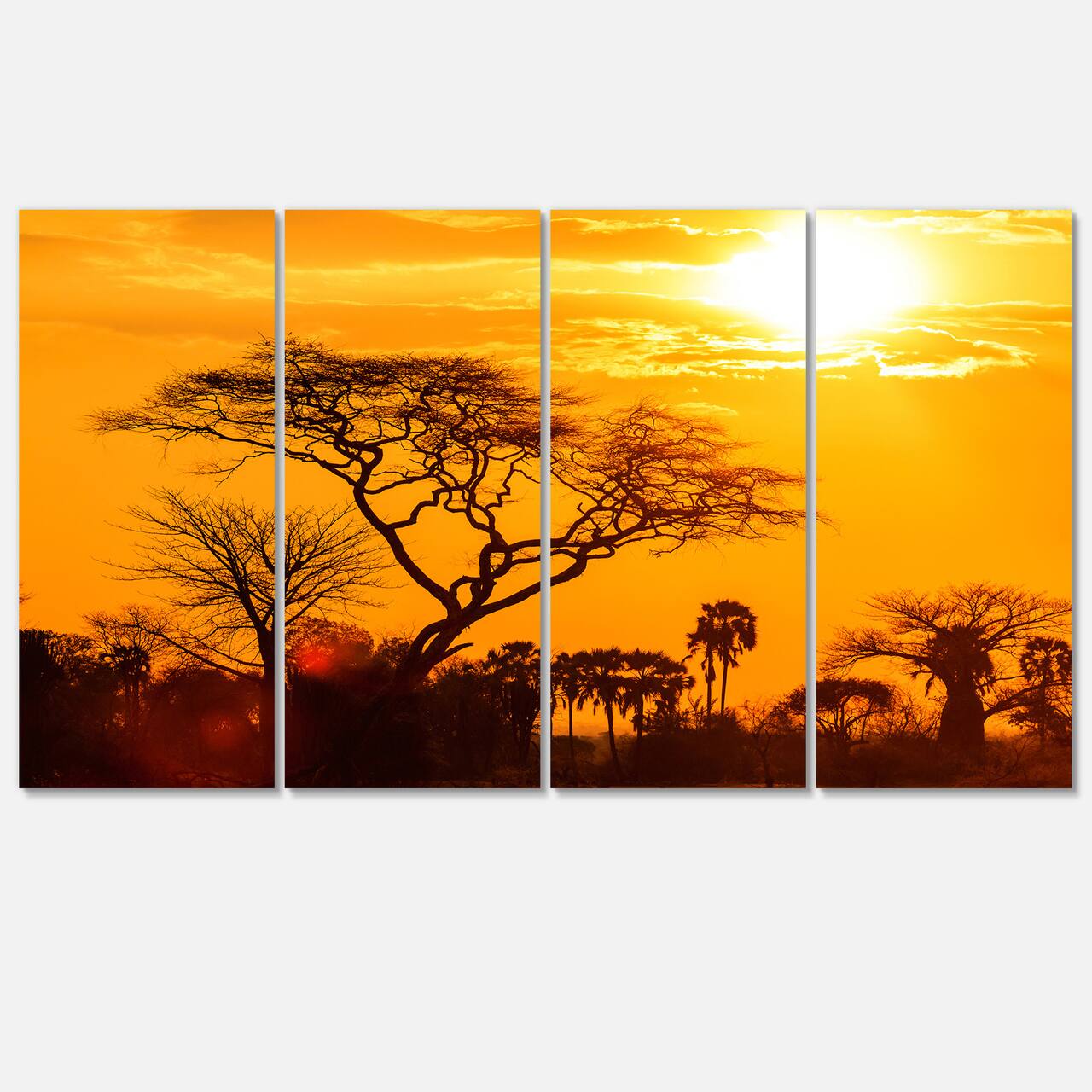 Designart - Orange Glow of African Sunset - Extra Large Wall Art Landscape